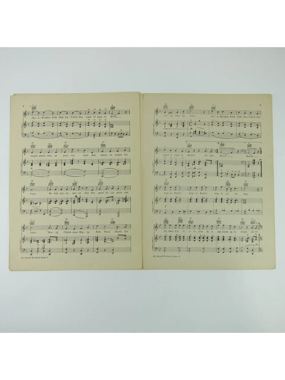 Sheet Music Christmas All Aboard For Santa Claus Clarence Gaskill Vintage 1939